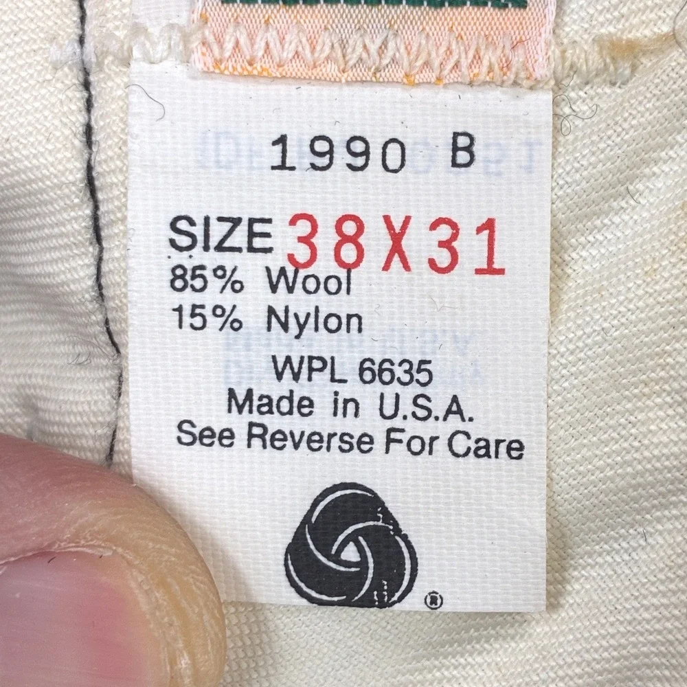 LL Bean Wool Flannel Field Pants Mens 38x31 Gray Plaid Suspender Buttons NWT